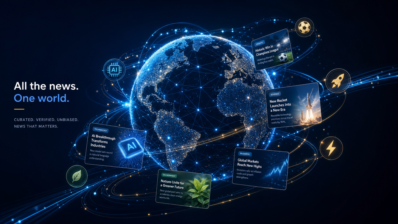 A glowing global network of news and trending topics